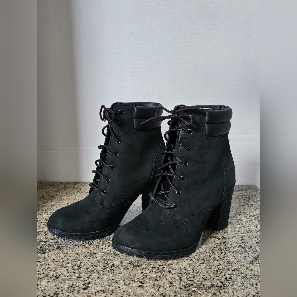 Timberland Women's Tillston 6 Inch Double Collar Boot Black Nubuck